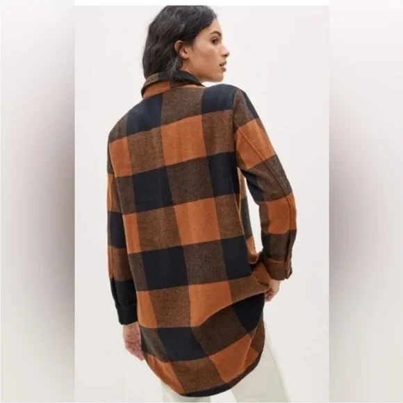 BB Dakota Steve Madden Black Cognac Tan Brown Utility Jacket Shacket Small S - Picture 2 of 7